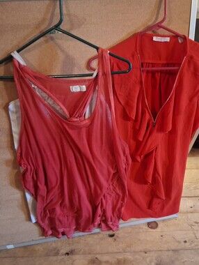 Maurices Coral-Red Tie-Back Sleeveless Tank